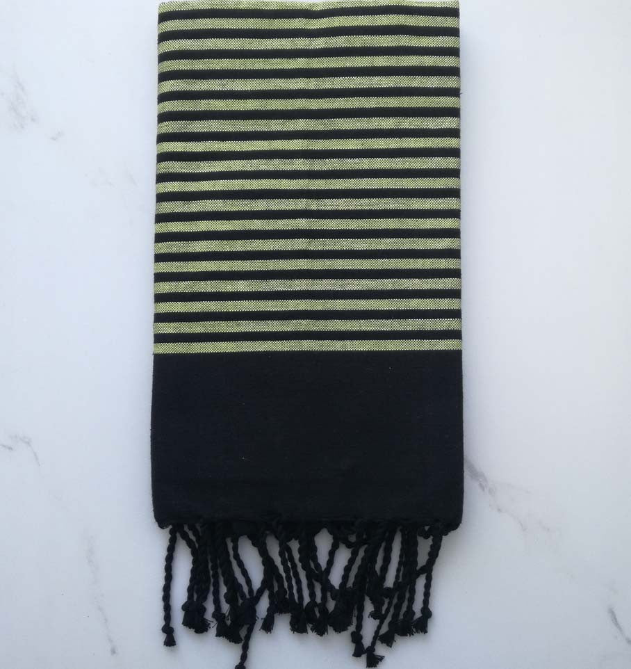 Fouta Lurex plate noir et vert 