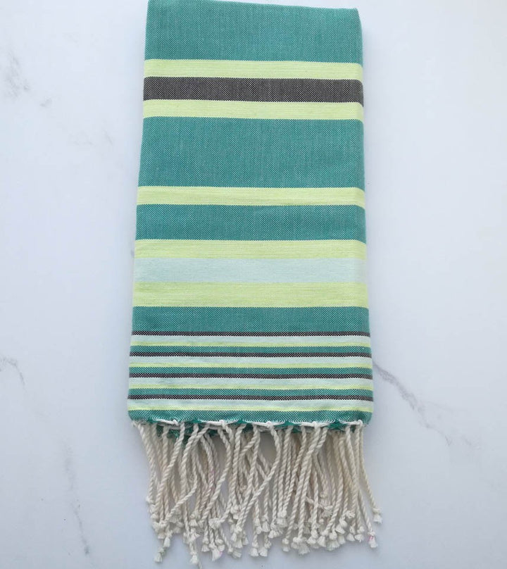 Fouta Dina vert avec rayures 