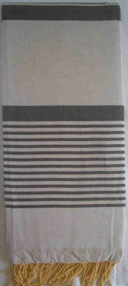 Jeté Gris perle rayée gris anthracite 