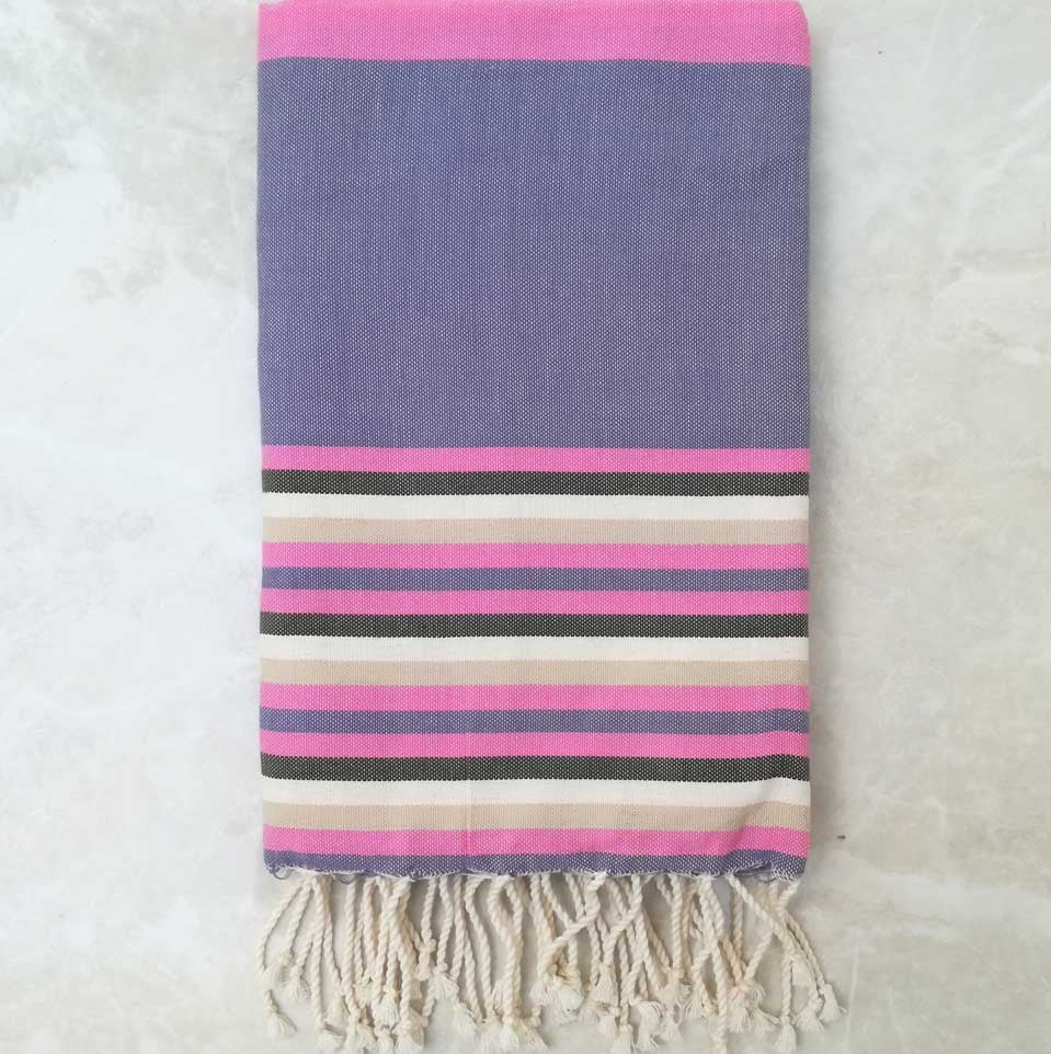 Fouta Plate 5 couleurs mauve, rose, beige, blanc crème et vert 