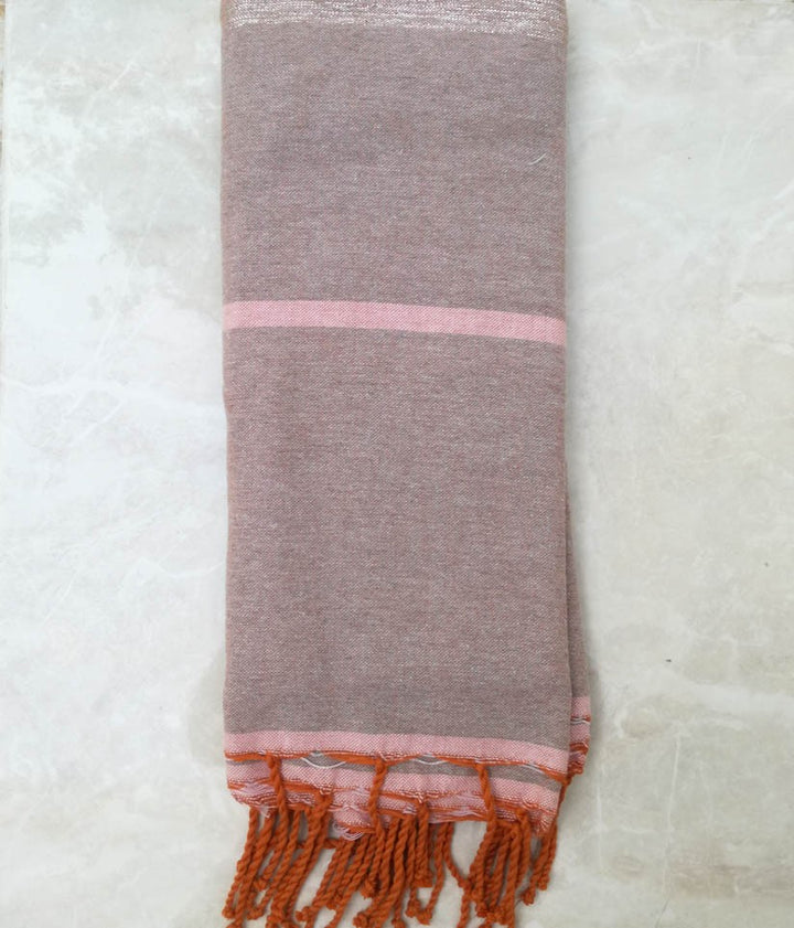 Jeté taupe clair et rose avec lurex 1.5m*2.5m 