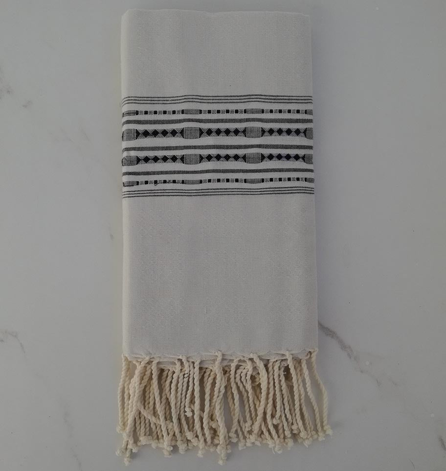 Fouta thalasso avec motifs anthracite 