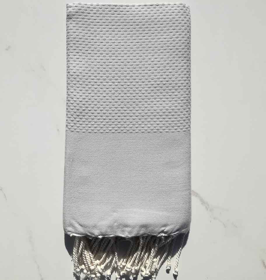 FOUTA nid d'abeille unie bleu fumée 