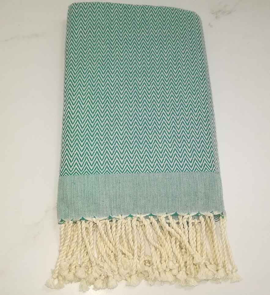 Fouta Chevron vert moyen 