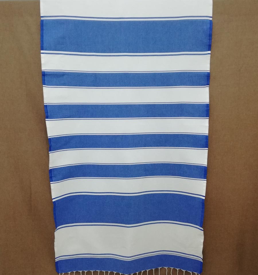 Fouta Plate milano blanche et bleu 