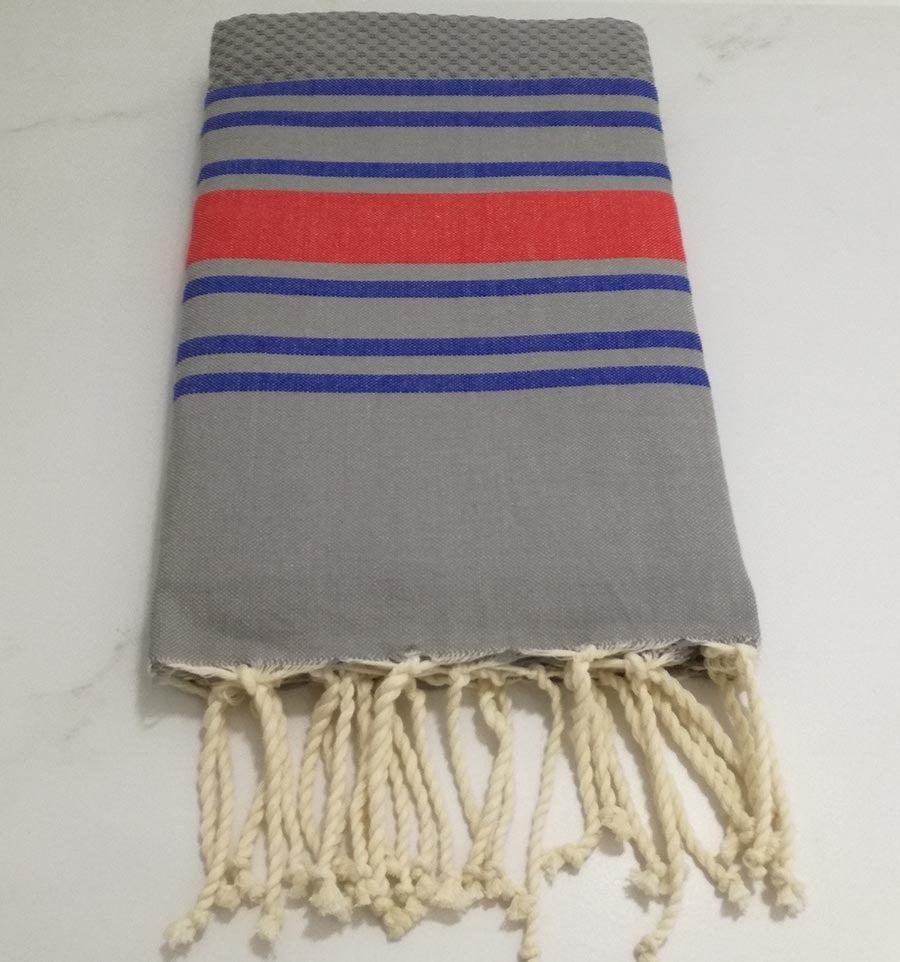 Nid d'abeille gris et orange avec rayures blanches 