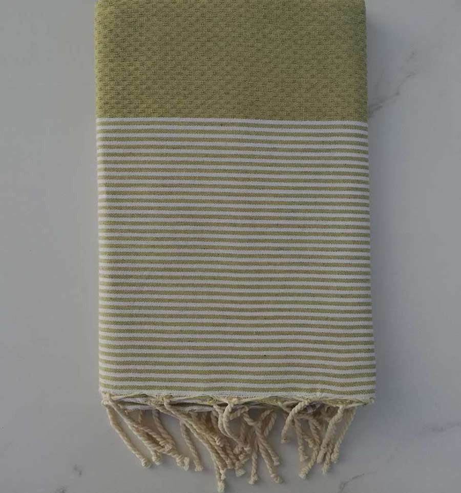 Fouta nid d'abeille vert tilleul 