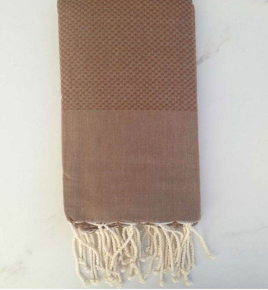FOUTA nid d'abeille unie alezan foncé 