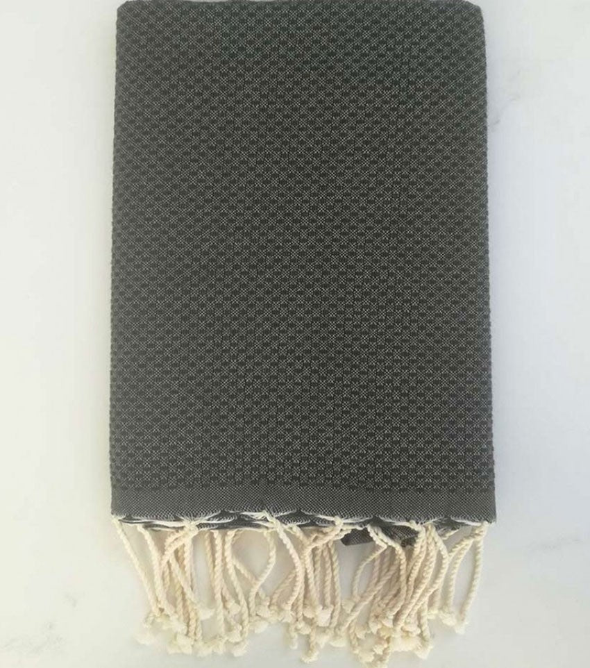 FOUTA Nid d'abeille unie vert anglais 