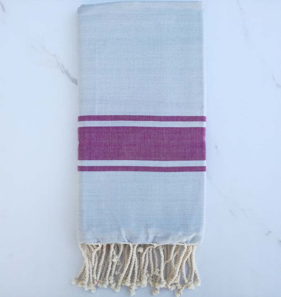 Fouta plate gris bleu rayée byzantium 