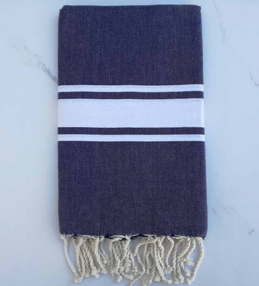 Fouta plate jean bleu moyen 