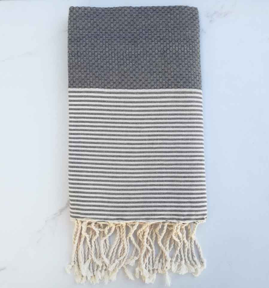 Fouta nid d'abeille gris quartz 