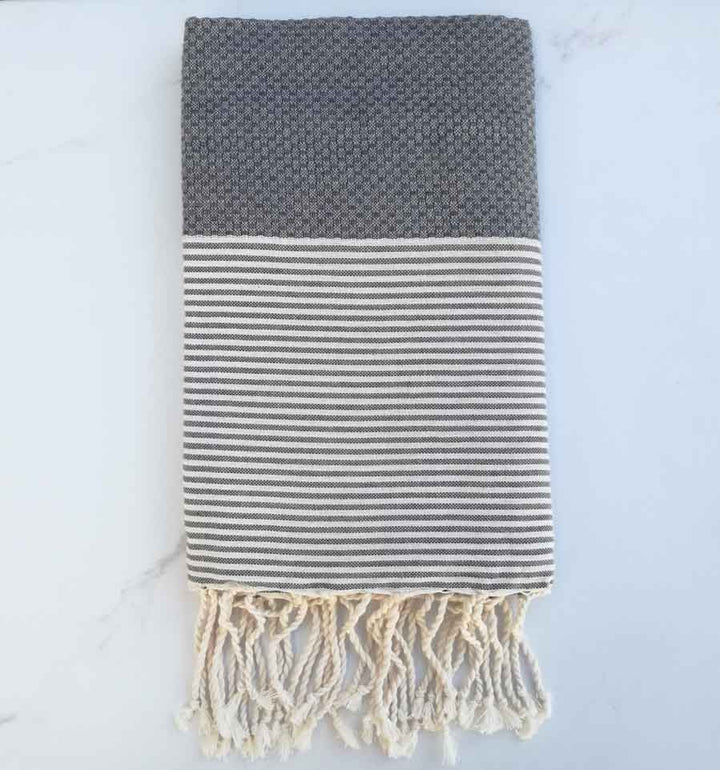 Fouta nid d'abeille gris quartz 