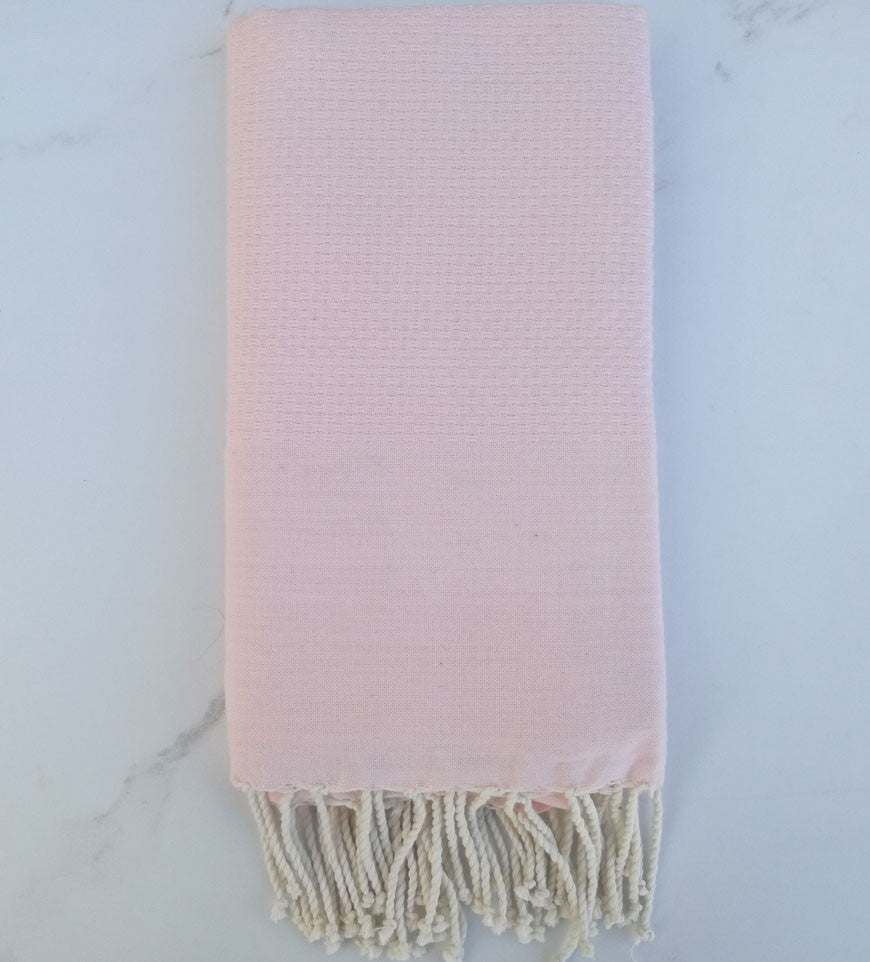 FOUTA nid d'abeille unie rose pale 