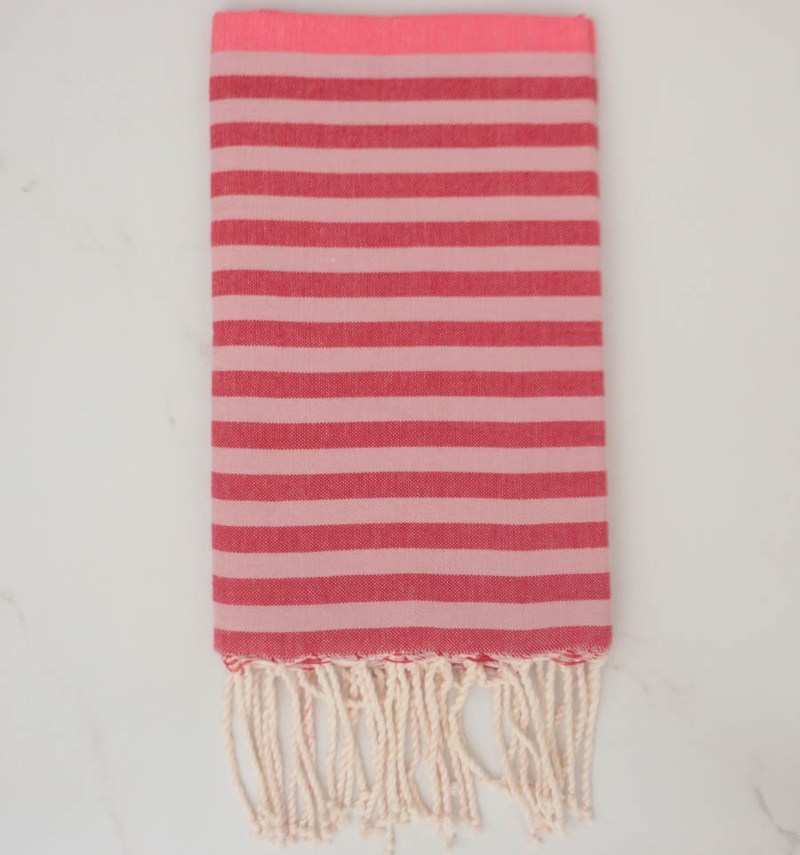 Fouta rose, rouge et rose pale 