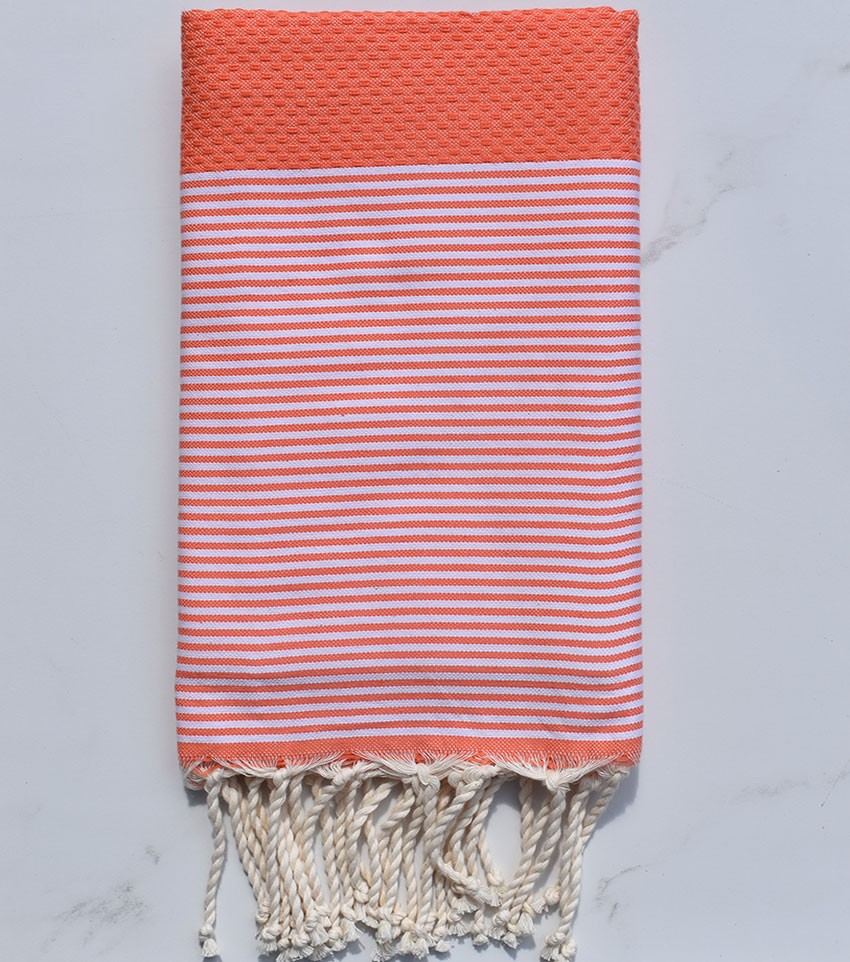 Fouta nid d'abeille corail 