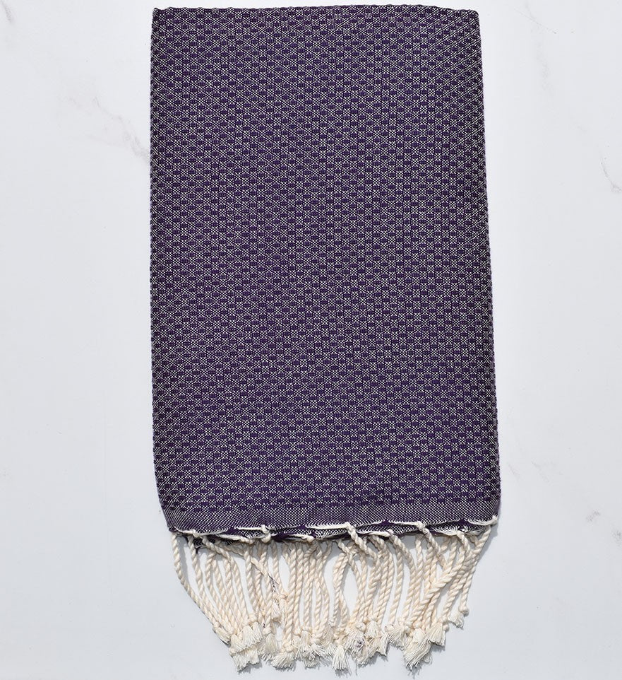Fouta nid d'abeille unie violet foncé 