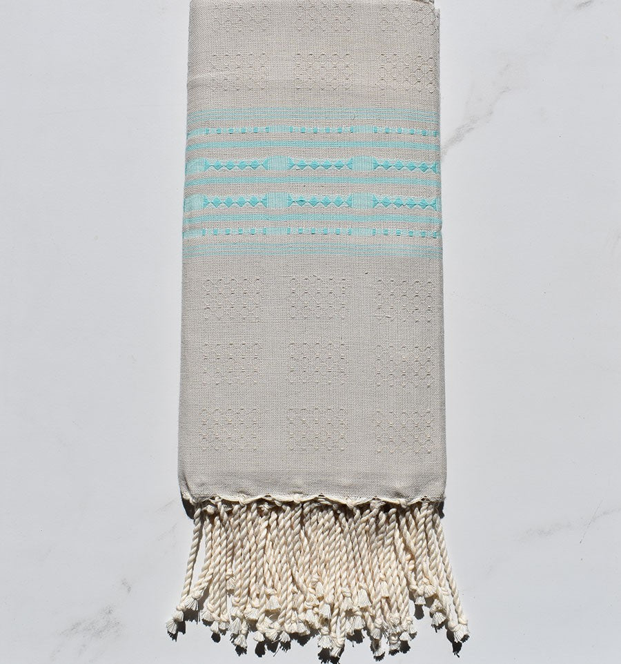 Fouta thalasso grège avec motifs mers du sud 