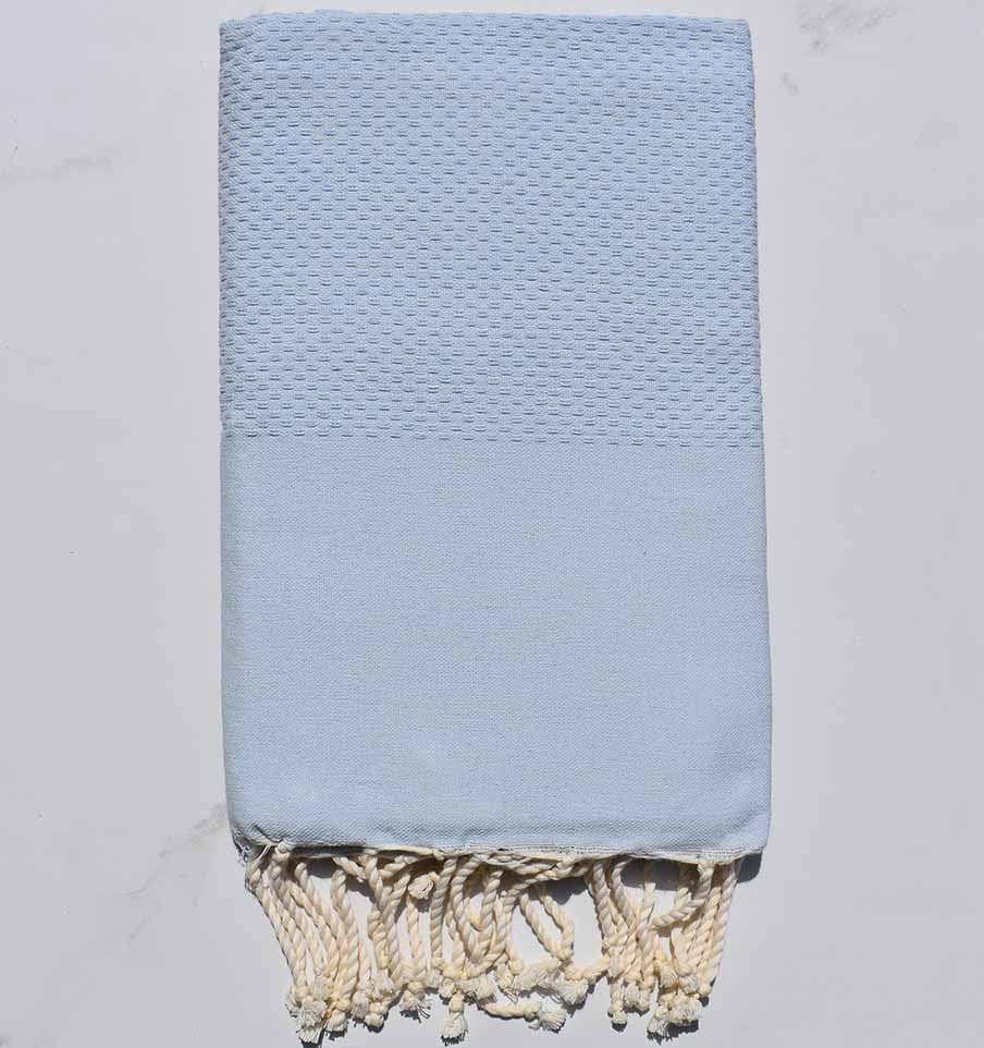 FOUTA Nid d'abeille unie bleu clair 