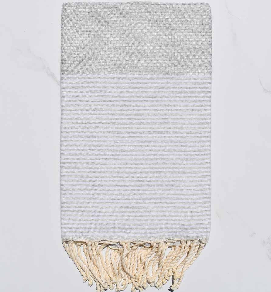 Fouta nid d'abeille gris clair 