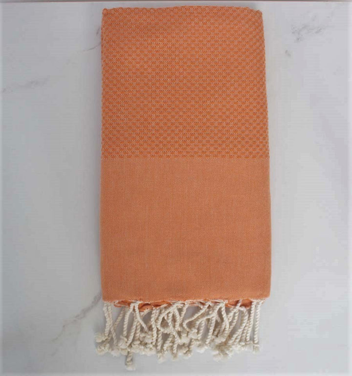 Fouta nid d'abeille unie orange brûlé 