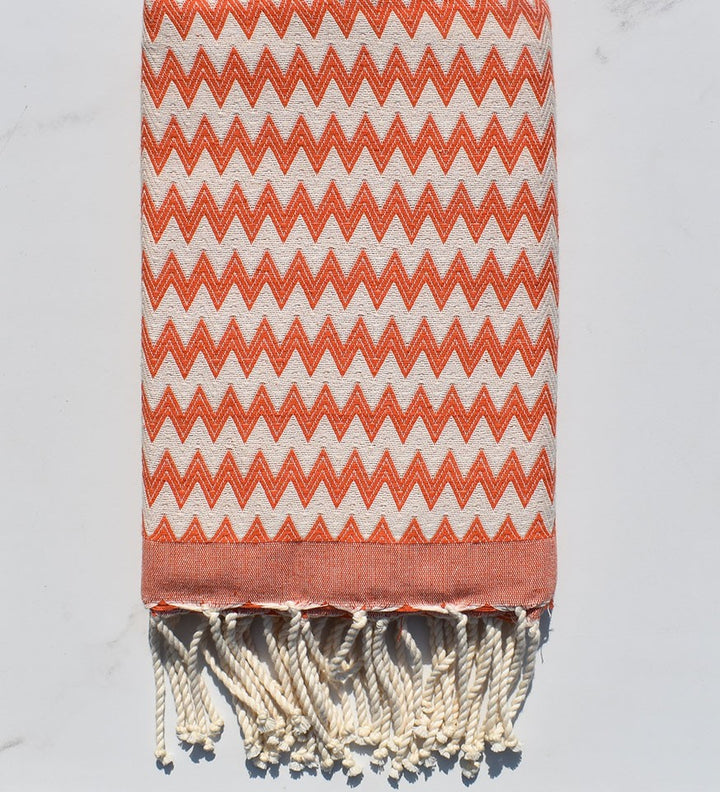 Fouta zigzag orange corail 