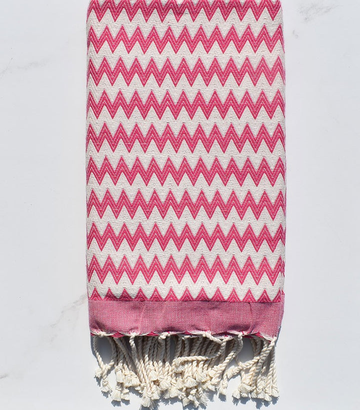 Fouta zigzag rose 