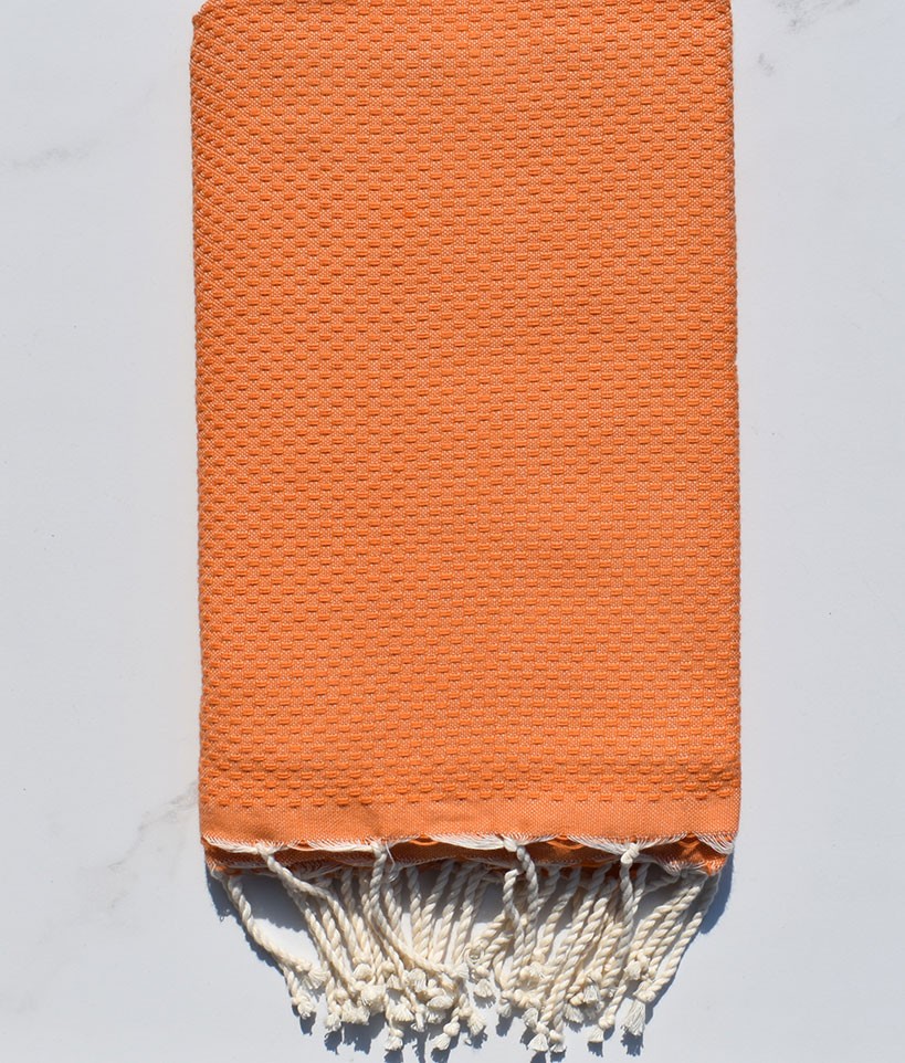 Fouta nid d'abeille unie orange 