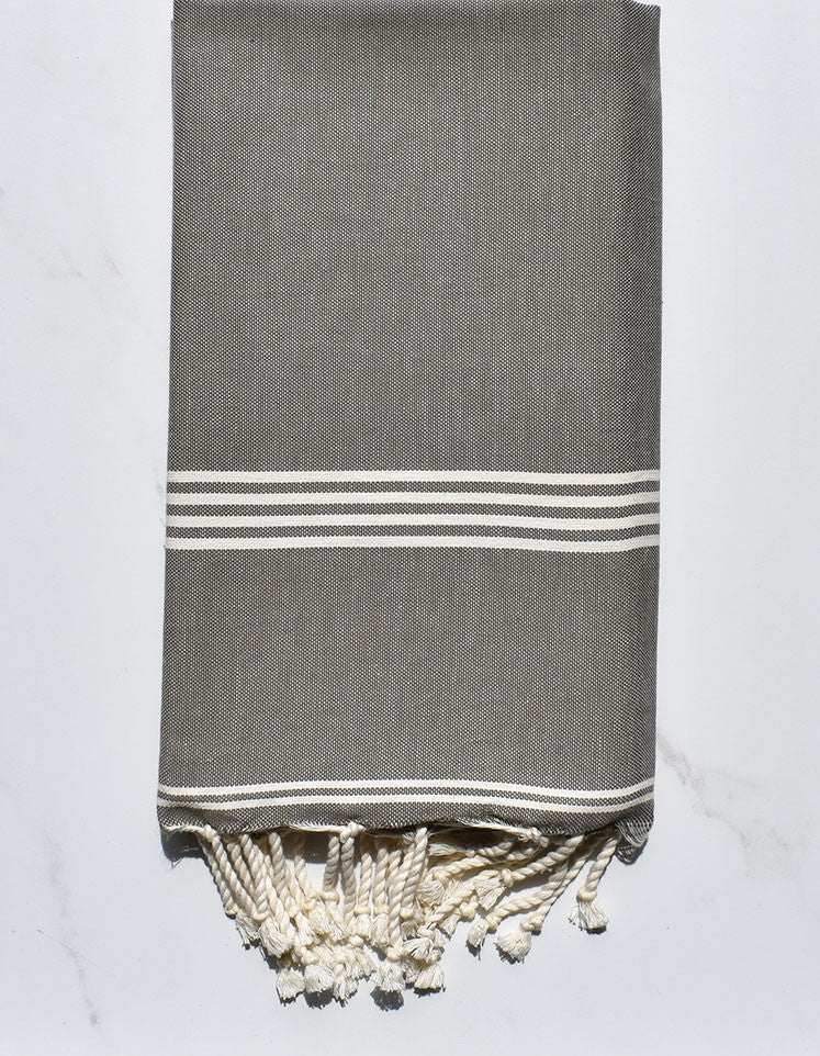 Fouta plate vert militaire et blanc crème 
