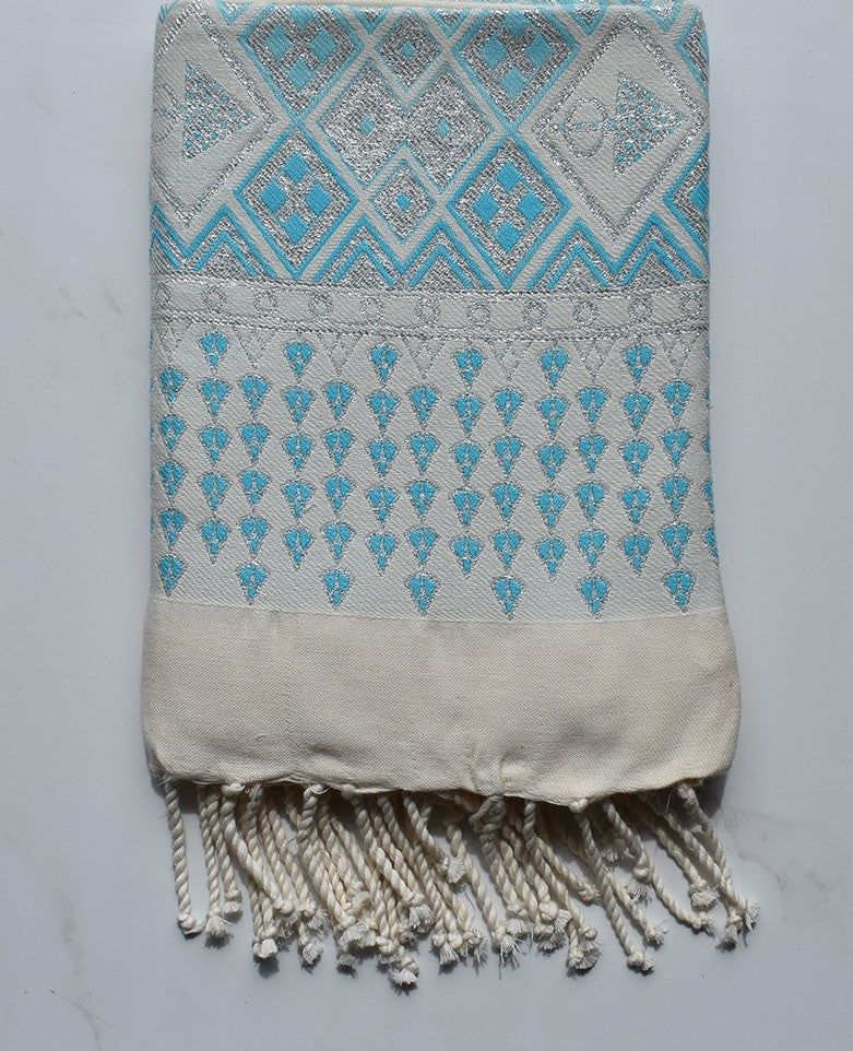 Fouta khlela bleu azur clair 