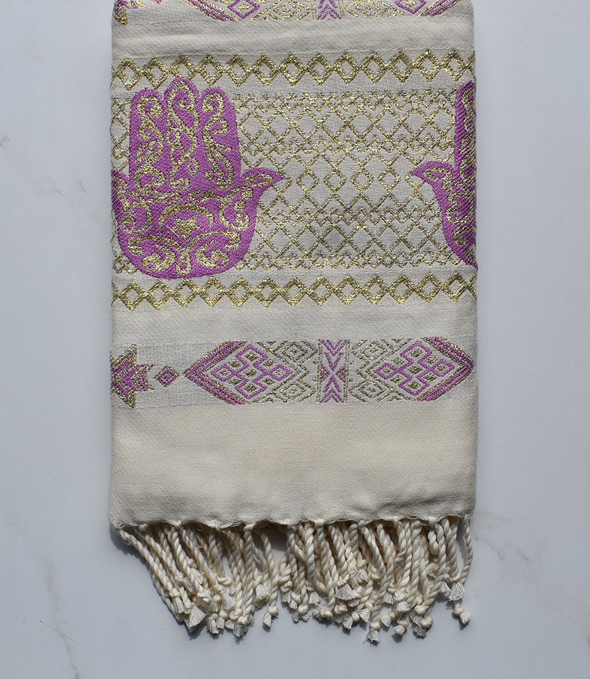 Fouta khomsa héliotrope 