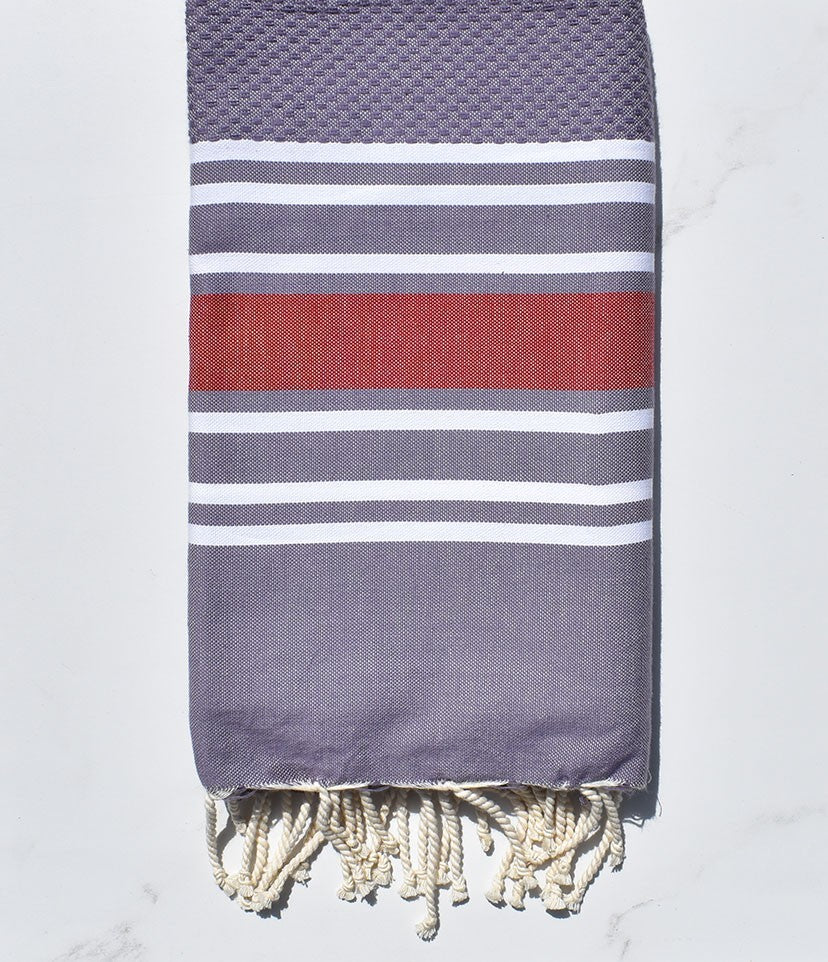 Fouta nid d'abeille violet d'évèque clair avec rayures 