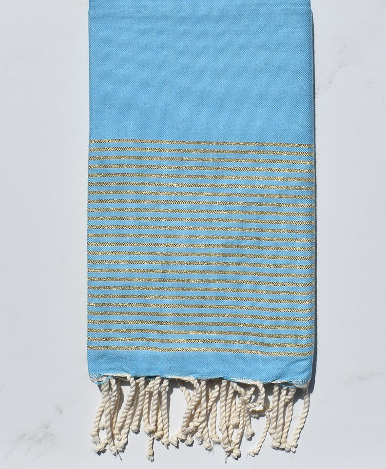 FOUTA Lurex plate bleu azur 