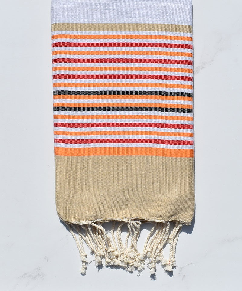 Fouta 5 couleurs gris clair, beige, orange, rouge et anthracite 