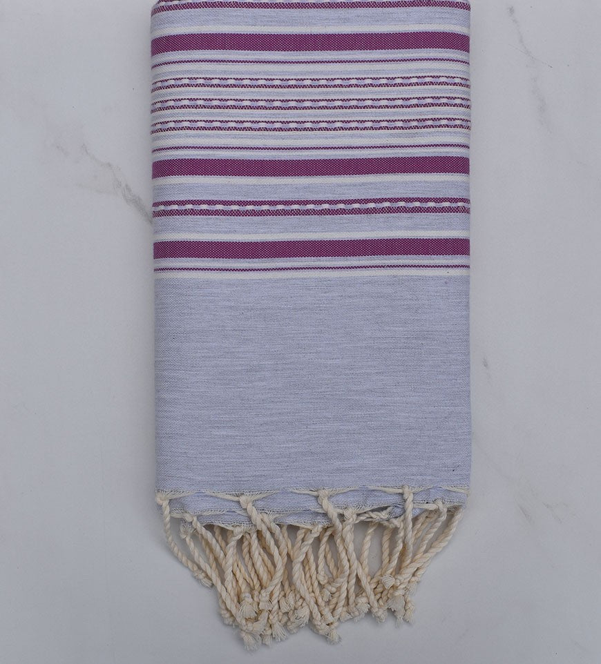 Fouta arabesque gris clair et mauve byzantin 