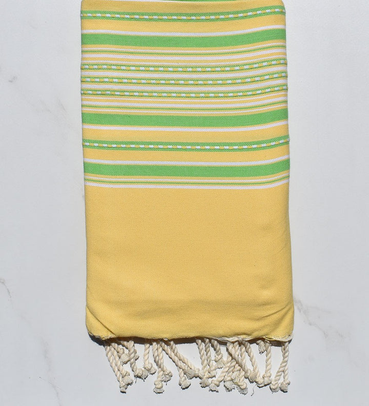 Fouta arabesque jaune et vert 