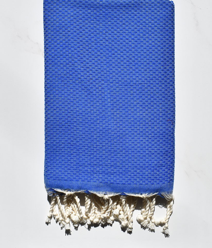 FOUTA Nid d'abeille unie bleu 
