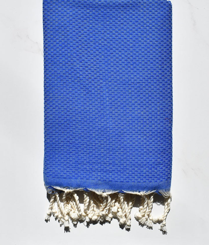 FOUTA Nid d'abeille unie bleu 