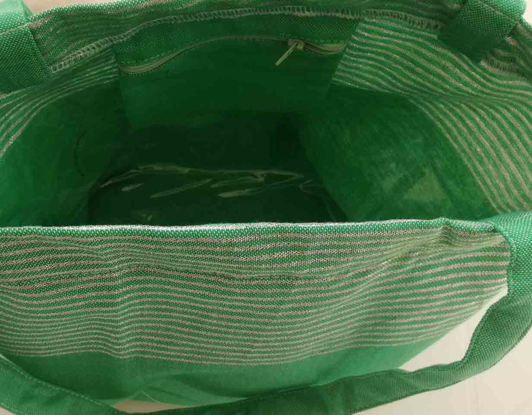 Sac de plage fouta vert avec lurex doré 