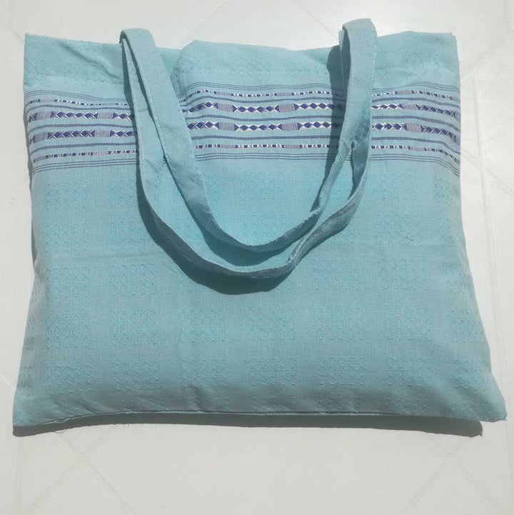 Sac de plage fouta thalasso bleu azur clair avec motifs bleu 