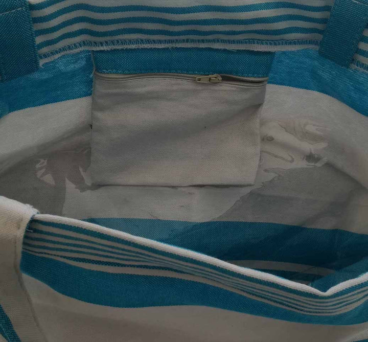 Sac de plage fouta bleu céleste avec rayures 