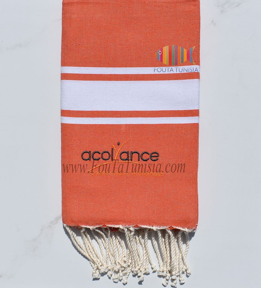 Fouta orange avec broderie 