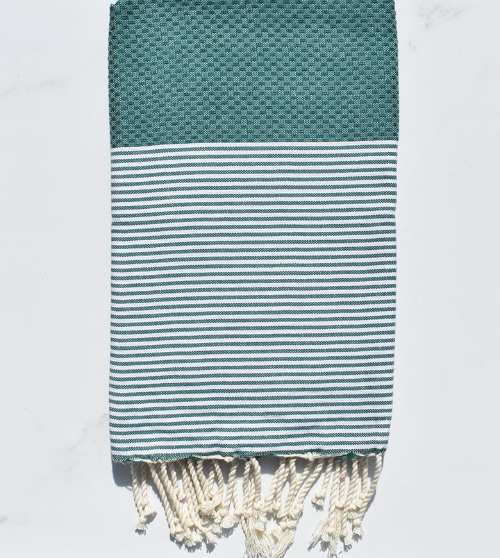 Fouta nid d'abeille vert sapin 