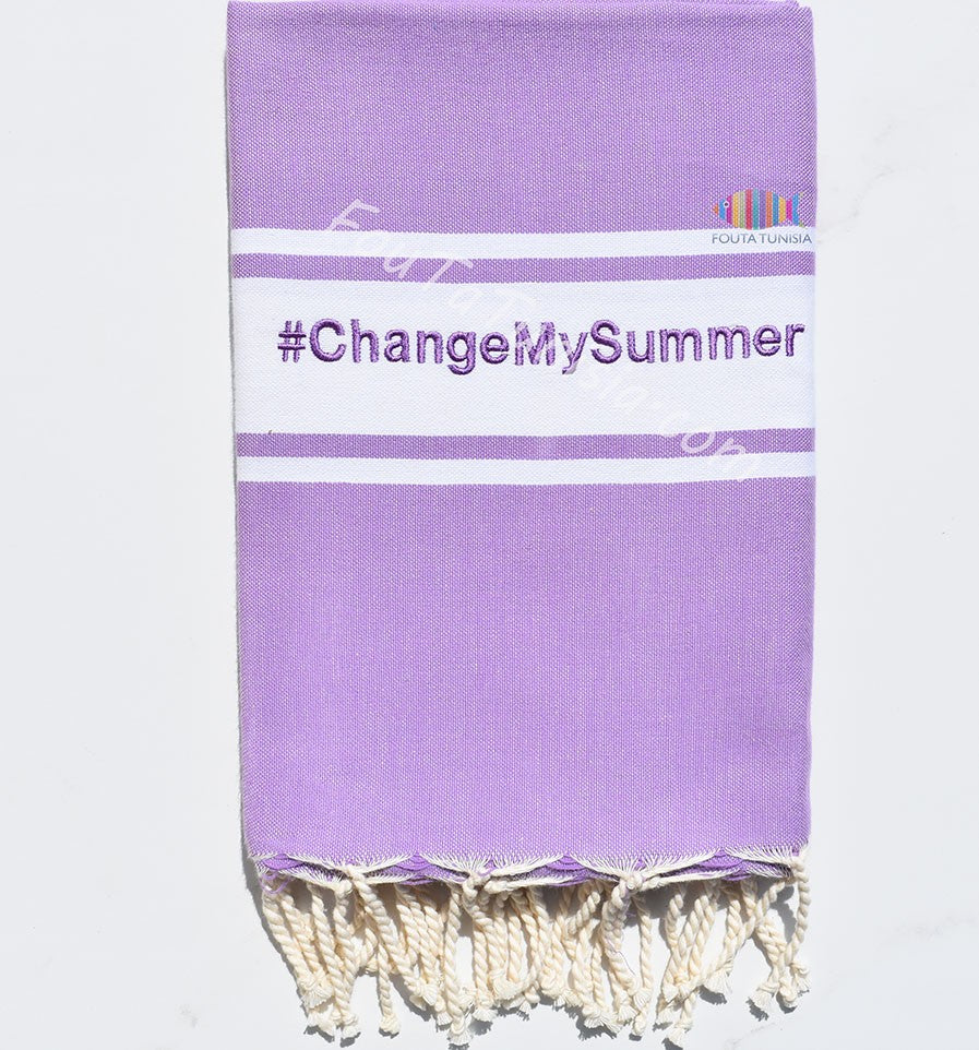 Fouta  violet clair personnalisée 