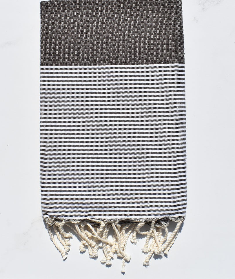 Fouta nid d'abeille bitume 