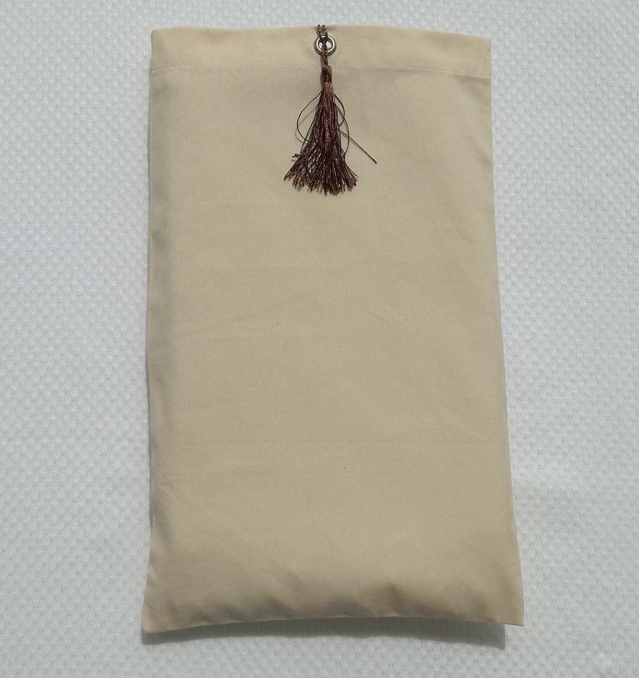 Pochette fouta beige clair nœud pompon marron 