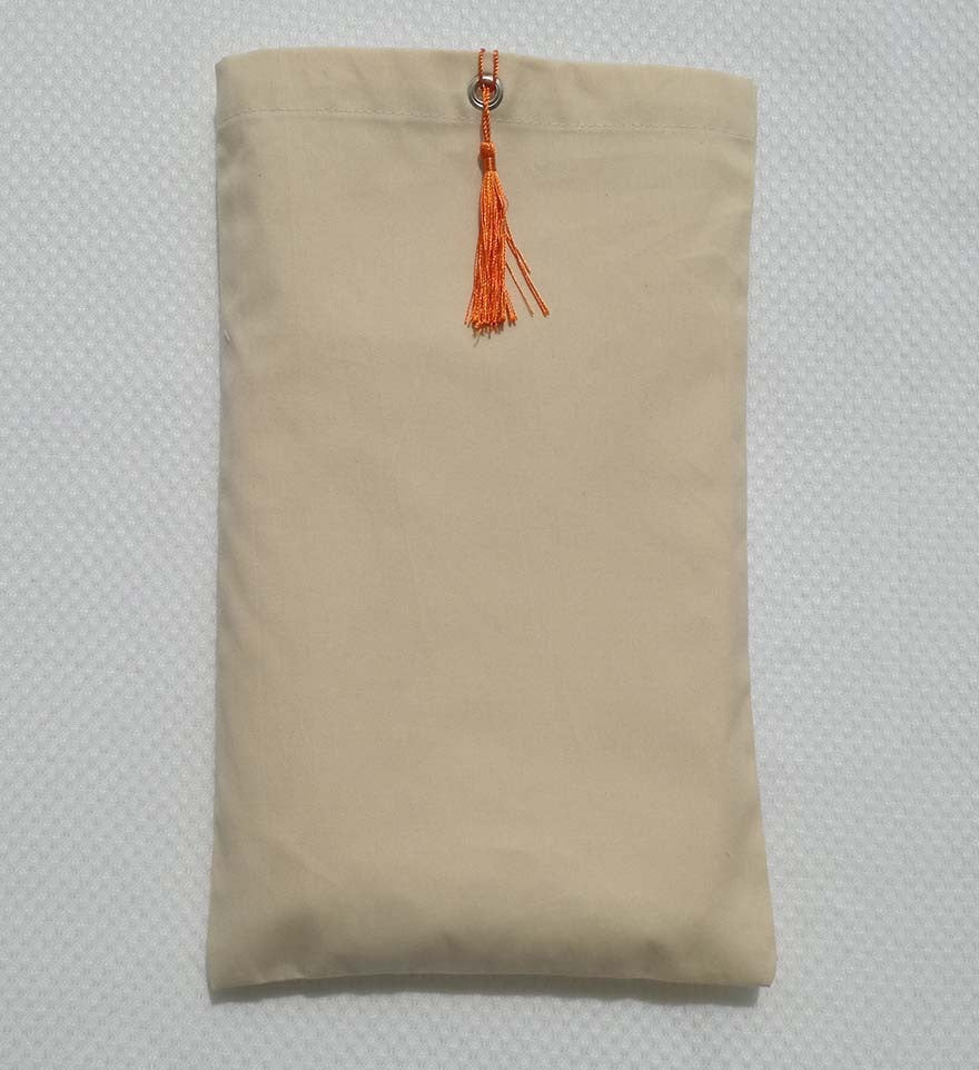 Pochette fouta beige clair nœud pompon orange 