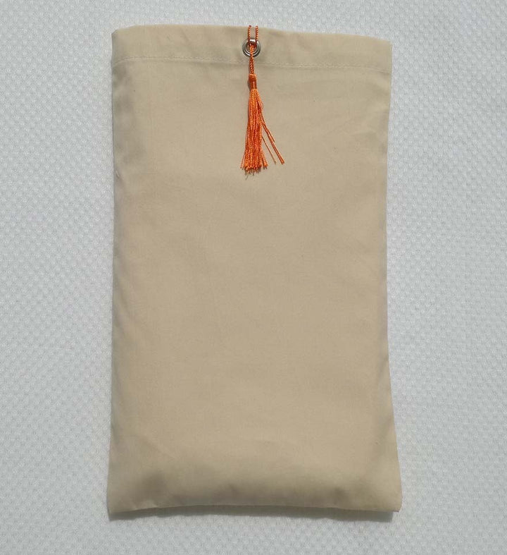 Pochette fouta beige clair nœud pompon orange 