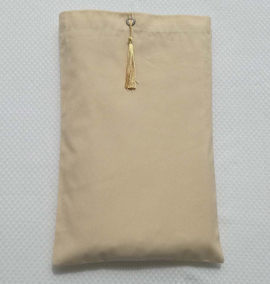 Pochette fouta beige clair nœud pompon blanc de platine 