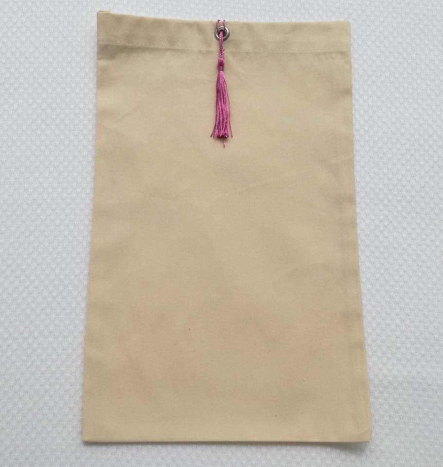 Pochette fouta beige clair nœud pompon rose violet 